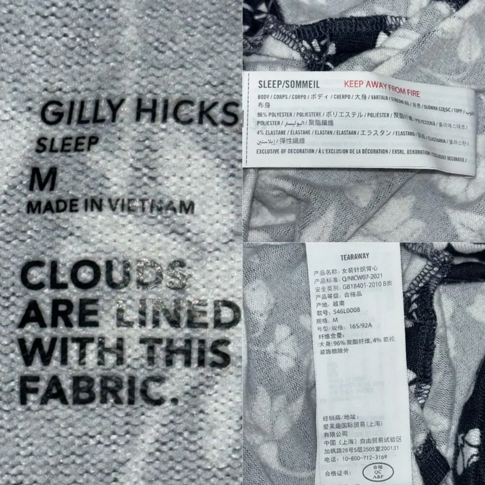 Gilly Hicks Sleep Cami tank women's size medium blue w/ white flowers side ties